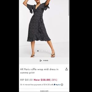 AX Paris ruffle wrap midi dress in comma print